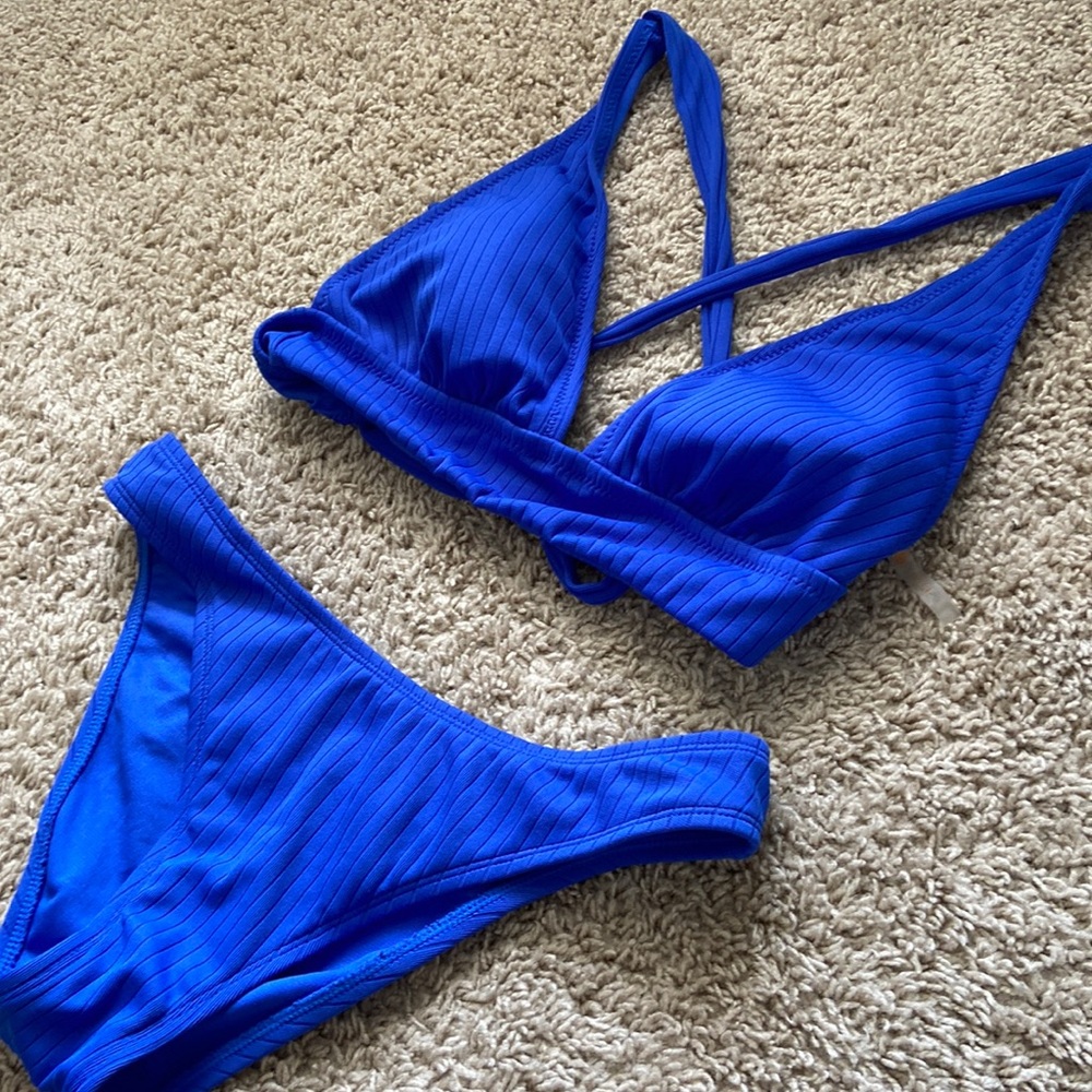 Ribbed Blue DD Bikini